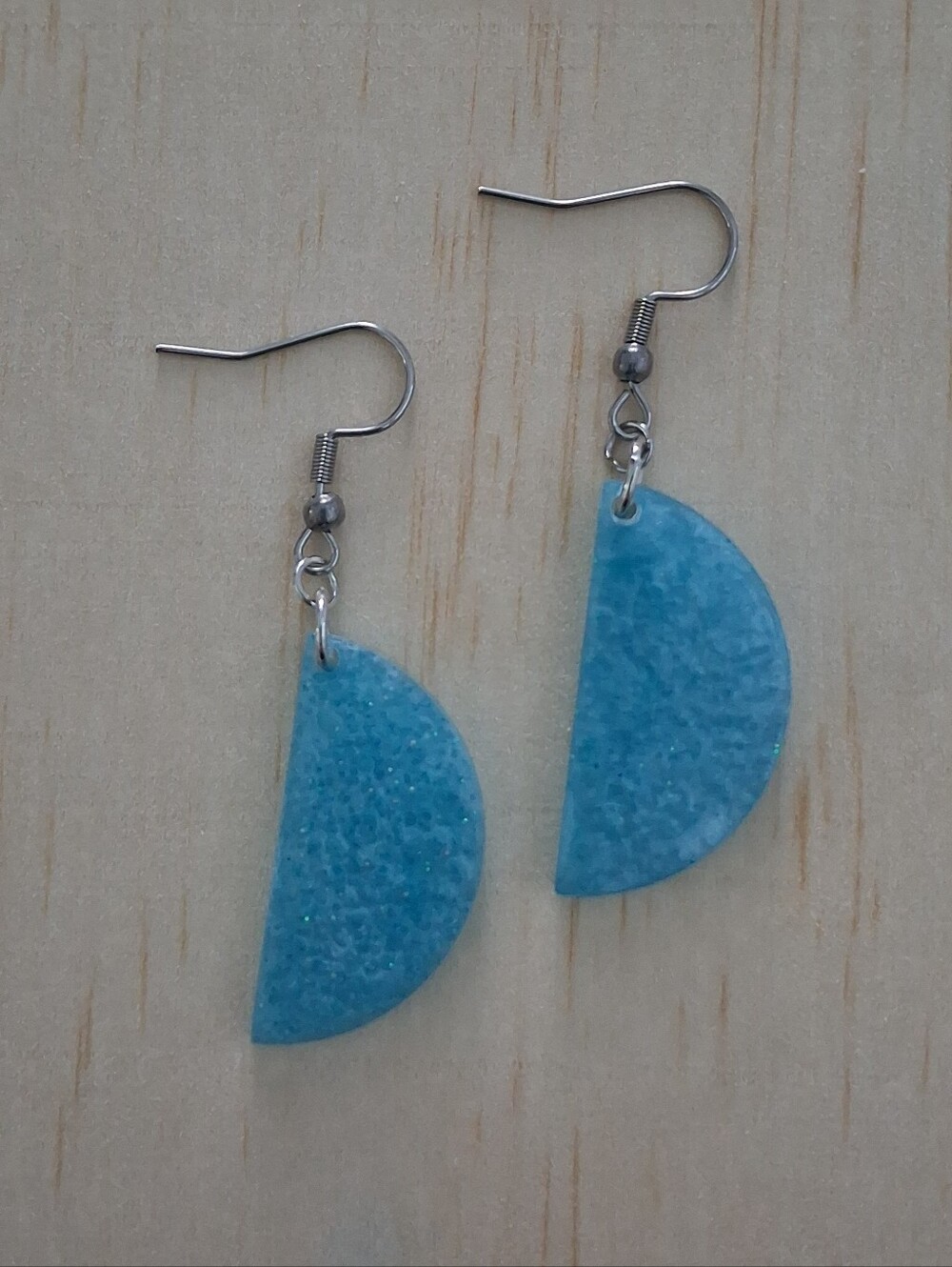 Turquoise Half-Moon Dangle Earrings — Lightweight Blue Drop